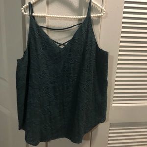 Loft tank green cross cross back